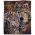 Hastings Home Heavy Fleece Blanket with Pair of Wolves Pattern 8-pound Faux Mink Blanket for Bed (74-in x 91-in) 340171QMO
